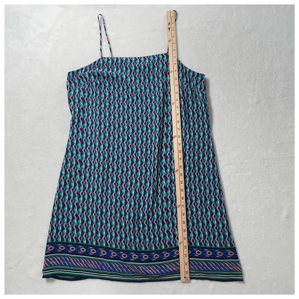 Anthropologie Maeve Silk Mini Dress Womens Sz L Blue Printed Spaghetti Strap - Picture 12 of 13